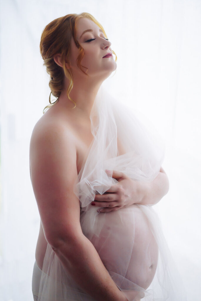 studio natural light maternity photoshoot
